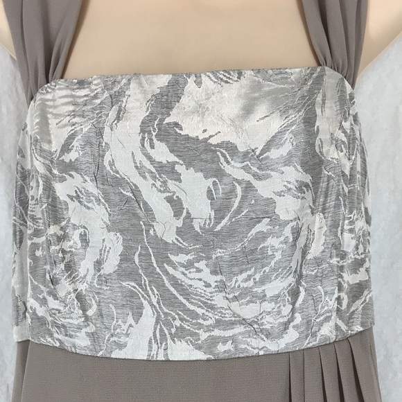 Le Bos taupe cream sleeveless dress flirty front layered hemline 14 - Picture 6 of 10